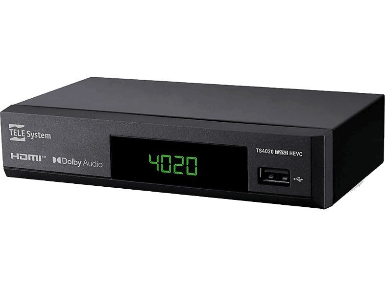 Tele System TS4020 DVB-T2/S2 HEVC HD HDR10 HLG con pantalla Negro