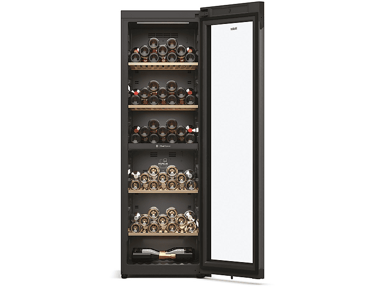 Haier HWS236GDEH1  Natural Air Flow System Temperatura 5º - 20º 236 botellas Doble Zona  Iluminación LED 3D  Wi-Fi  Negro