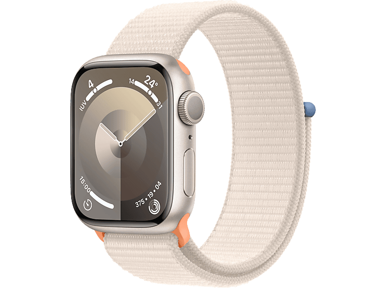 Apple Watch Series 9 (2023) GPS 41 mm Gesto de doble toque Caja de aluminio blanco estrella Correa Sport Loop blanco estrella