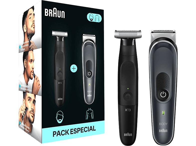 Braun Pack 2 en 1 BodyGroomer Series 5 BG5360 + Recortadora Series X XT3100  Para cara y cuerpo Skinshield Wet&dry
