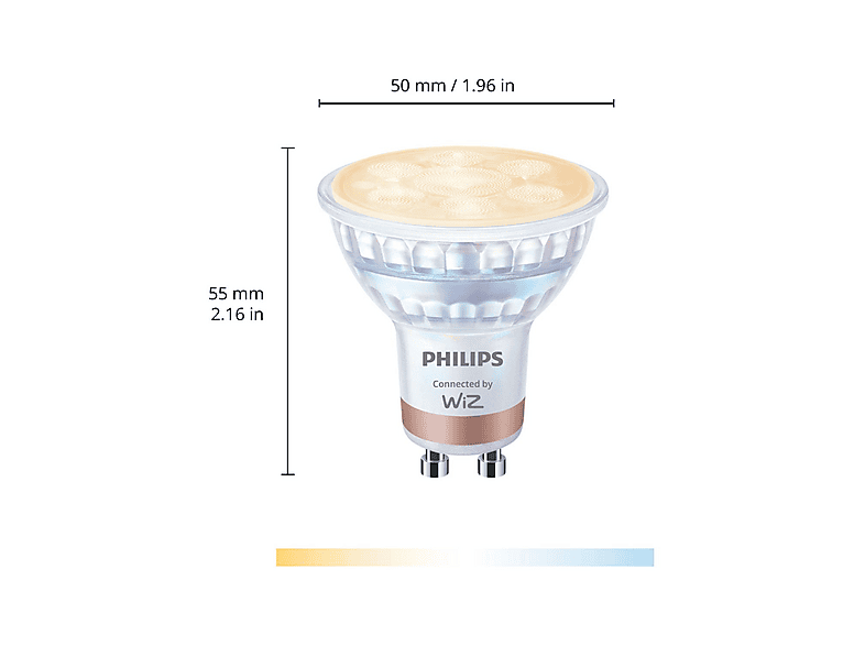 Philips PHI WFB 50W GU10 GLASS 927-65 TW 2PF/6 Luz blanca fría Pack 2 Blanco
