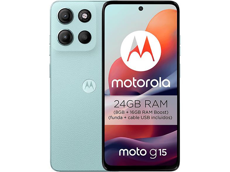 Motorola Moto g15 Salt Air 512 GB 8 GB RAM 6.72 LCD MediaTek Helio G81 Full HD+ Cuero Vegano 5200 mAh