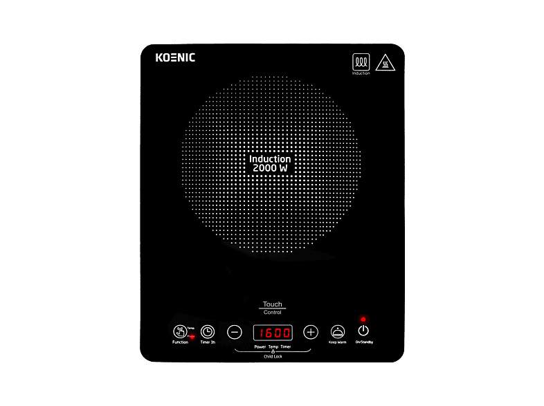 KOENIC KIP 201025 Libre instalación 1 Zona 2000W Rango de Temperatura de 60–240°C Control Táctil Temporizador Negro