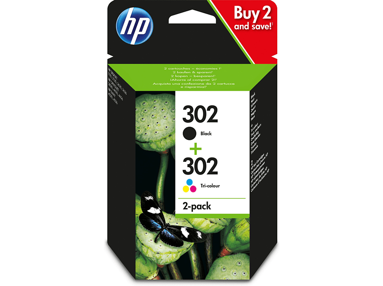 Cartucho de tinta - HP 302 Combo 2 Pack Negro y Tricolor X4D37AE