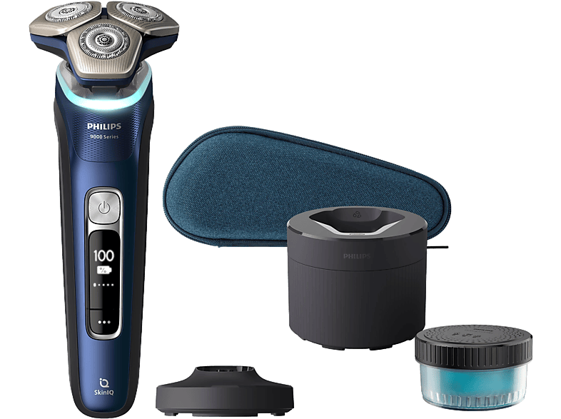Philips S9900 S9980/54 Afeitadora eléctrica Seco y mojado Sensor de presión Base de limpieza Cortapatillas estuche de viaje Plata
