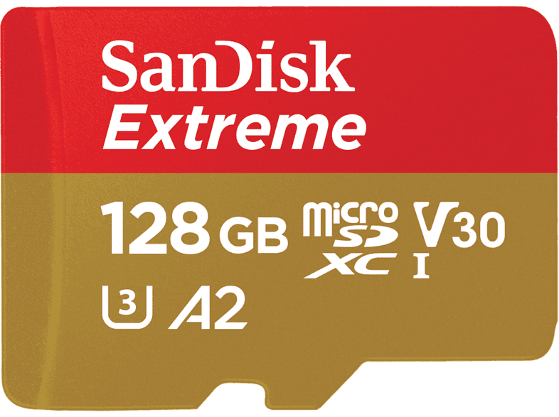 SanDisk Extreme® 128GB Hasta 190MB/s U3 V30 A2 C10 Apta Drones 4k UHD Multicolor