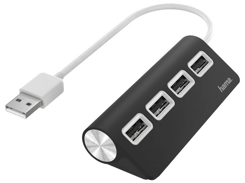 Hama 00200119 USB 2.0 Para portátiles Plug & Play 4x Puertos USB Negro