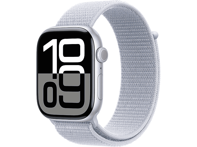 Apple Watch Series 10 (2024) GPS 46 mm Gesto de doble toque Caja de aluminio plata Correa Loop deportiva Azul nube