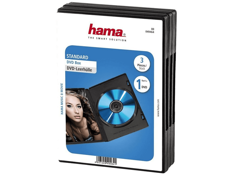 Hama DVD Jewel Case Caja para 1 DVD 3 unidades color negro