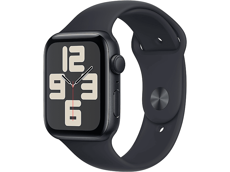 APPLE Watch SE (2023) GPS 44 mm Caja de aluminio medianoche Vidrio delantero Ion-X Talla S/M Correa deportiva medianoche