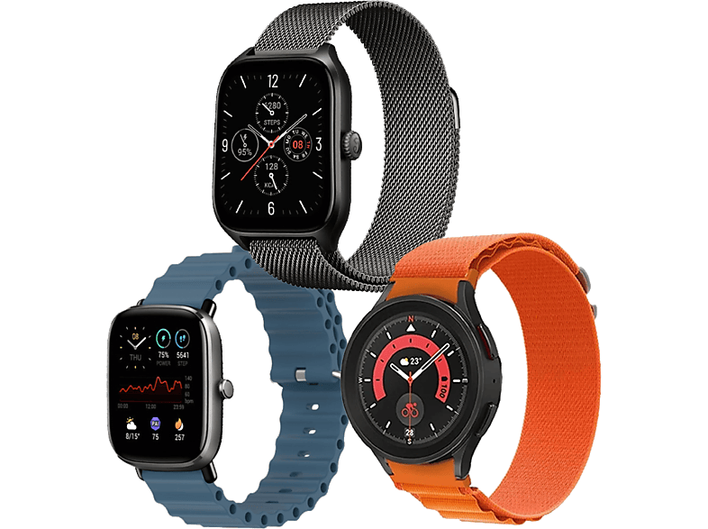 Friendly License FRSWB091 Compatible con Amazfit 22mm Silicona Nylon y Acero Inoxidable Fancy Mix 1