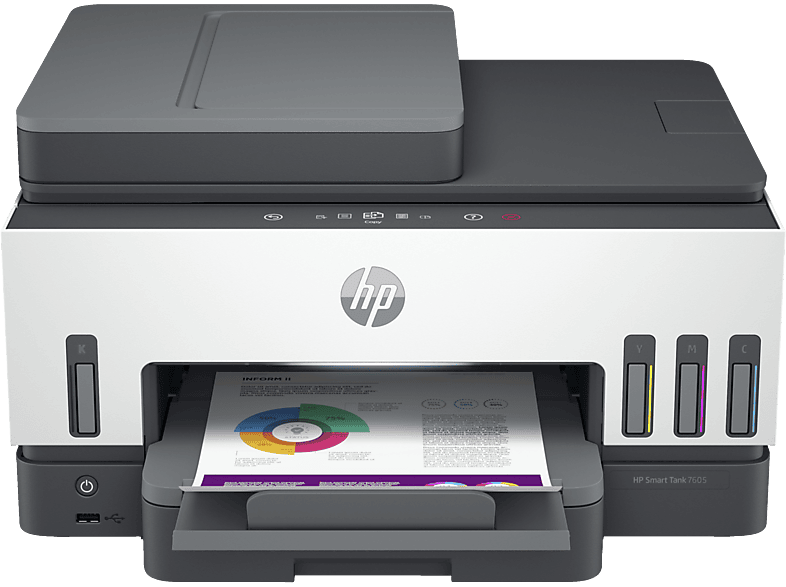 HP Smart Tank 7605 Panel táctil Wi-Fi® HP Wolf Aplicación HP Smart Impresión automática a doble cara Gris