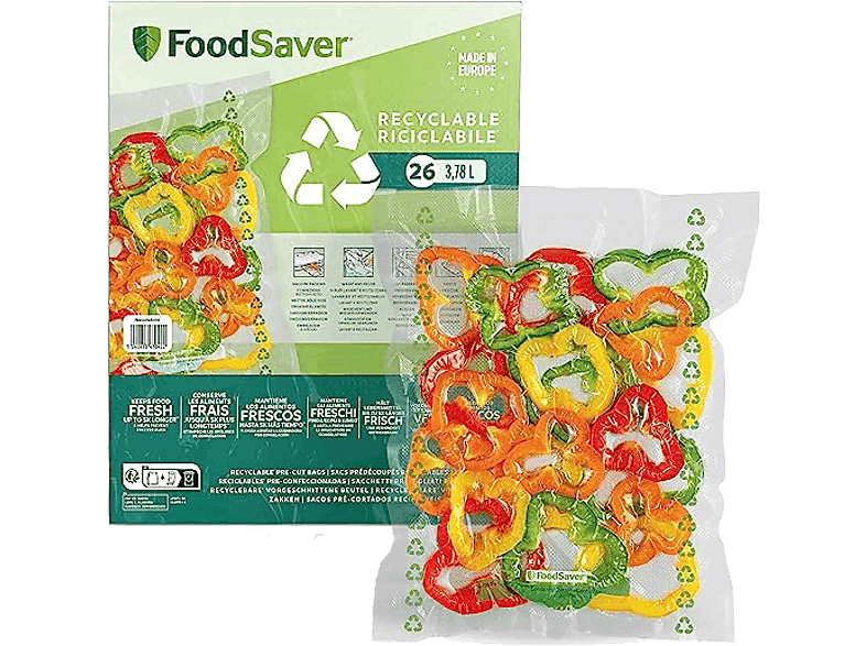 Foodsaver FSBE3202X-01 Plástico mixto 26 bolsas 3.78 l Aptas para congelar y cocer Transparente