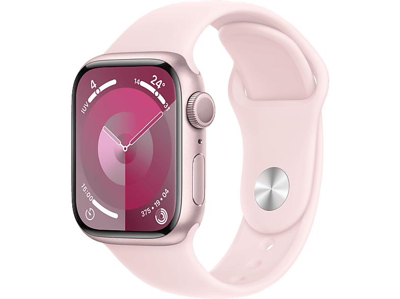 Apple Watch Series 9 (2023) GPS 41 mm Gesto de doble toque Caja de aluminio rosa Correa deportiva rosa Talla M/L