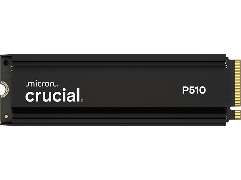 Crucial P510 PCIe Gen5 NVMe con Heatsink Interno M.2 Vel. Escritura 9500 MB/s Vel. Lectura 11000 MB/s Negro