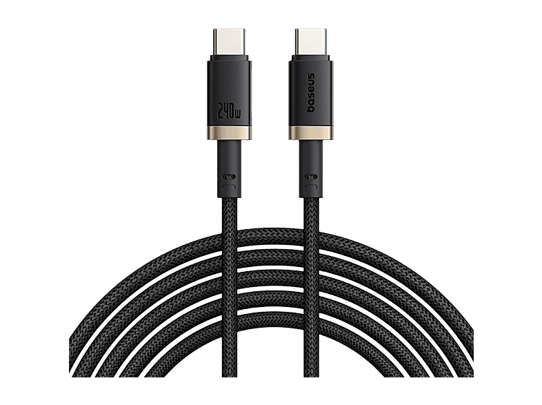 Baseus Dura Tipo-C a Tipo-C 100 cm 240W Carga rápida Ultrarresitente Negro y Dorado