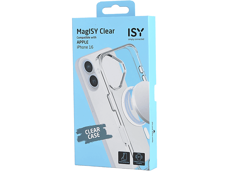 Isy ISC 1115 Compatible con iPhone 16 Resistente a Golpes Anillo Magnético Integrado Transparente