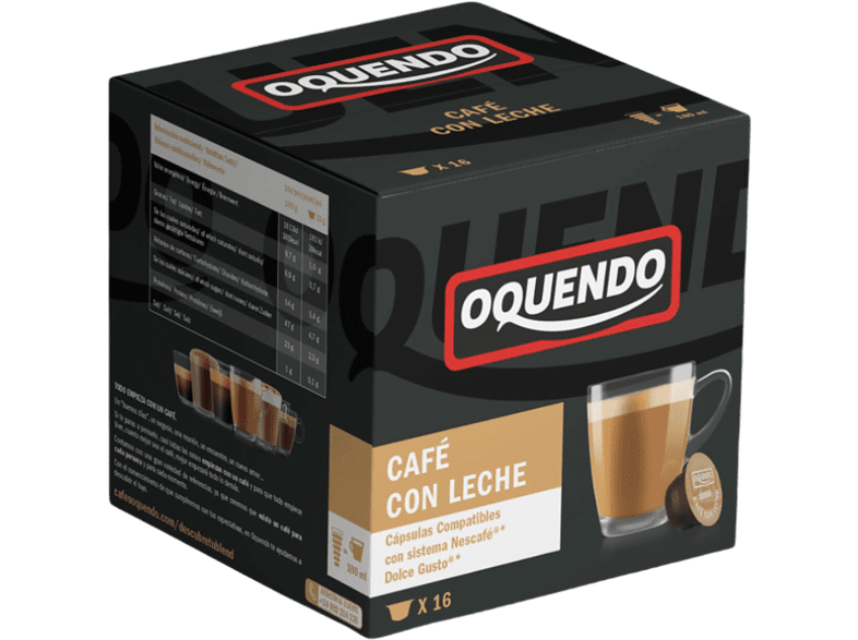 Oquendo DGOQ16CL Café con leche Pack de 16 cápsulas para 16 tazas