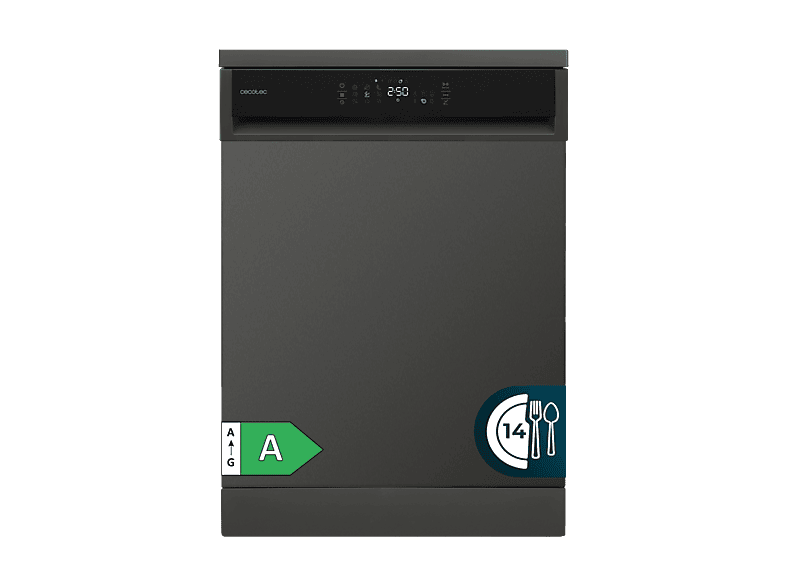 Cecotec Bolero Aguazero 6800 Dark 14 cubiertos Clase A Inverter Plus Duo 8 programas SteamMax BlueWater O2 Dry Negro