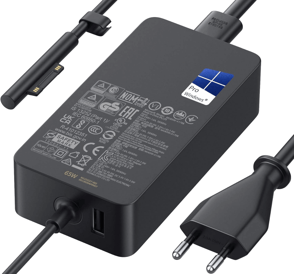 Microsoft Surface Pro 65W USB Negro Magnético Compatible Serie Surface Negro