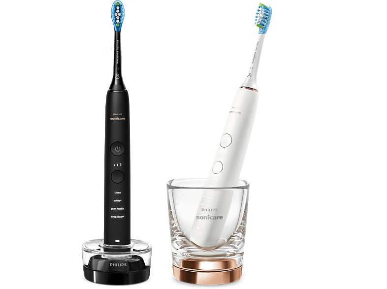 Philips DiamondClean 9000 HX9914/57 2 unidades Tecnología sónica Sensor de presión Temporizadores intuitivos Negro y oro rosa