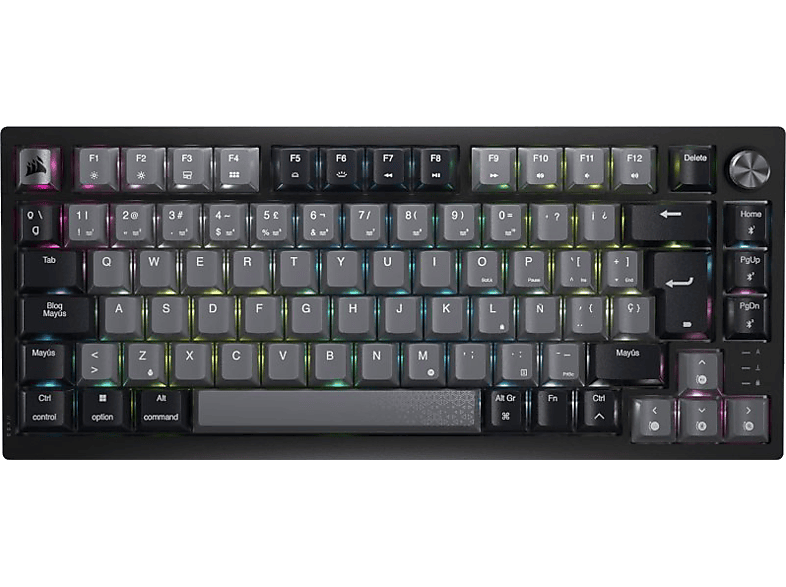 Corsair K65 PLUS WIRELESS USB Teclas iluminadas 75% Tamaño Plateado y Gris oscuro