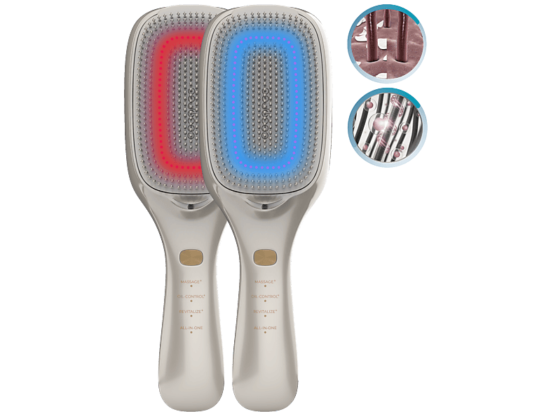 Cecotec HairCare Revitalize Champagne 5 tecnologías Luz LED Iones negativos Láser de baja potencia Cepillo imantado Gold