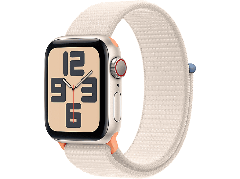 APPLE Watch SE (2023) GPS+CELL 40 mm Caja de aluminio blanco estrella Vidrio delantero Ion-X Correa Sport Loop blanco estrella