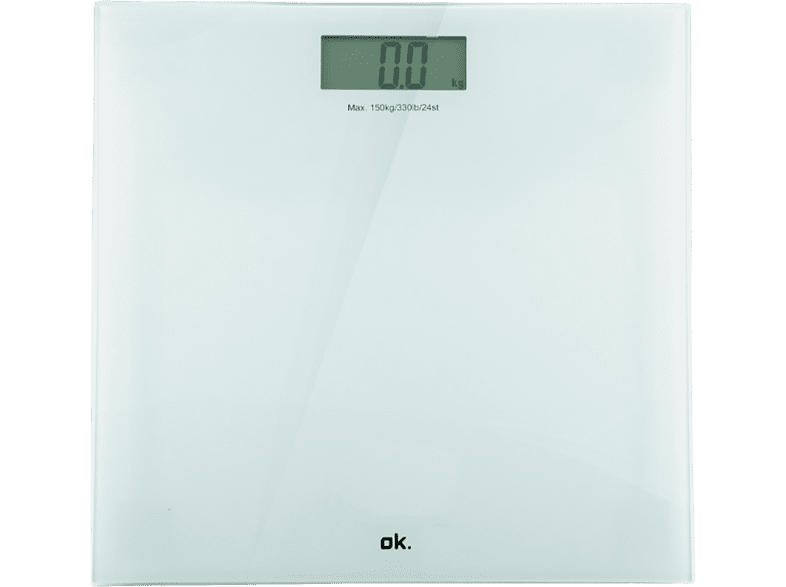 OK OPS 15122 LCD Hasta 150 kg Vidrio Blanco