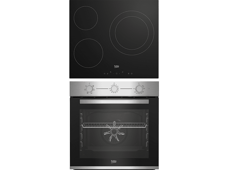 Beko BBSE12120XD Vitrocerámica 3 zonas Negro + Horno Multifunción 72 l Inox