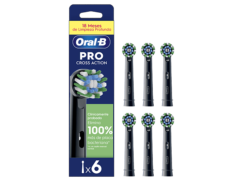 Oral-B Pro CrossAction Cabezales De Recambio Pack de 6 unidades Negro