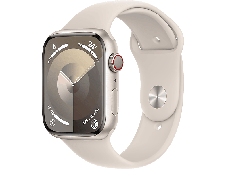 Apple Watch Series 9 (2023) GPS+CELL 45 mm Gesto de doble toque Caja de aluminio blanco estrella Correa deportiva blanco estrella Talla S/M