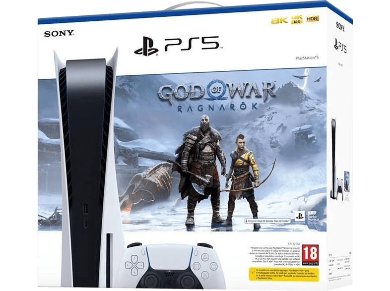 Sony PS5 Stand 825 GB 4K UHD Blu ray Blanco + Juego God Of War: Ragnarok (código descarga)