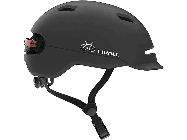 Livall C20 Para patinete y Bici Casco Conectado SOS Luz de Freno Luz Trasera Talla L 56-61 cm Negro