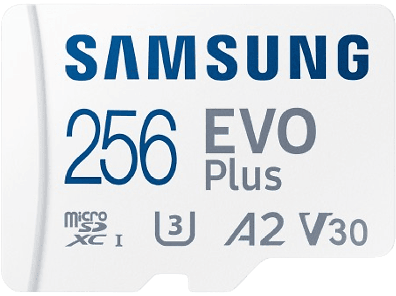 Samsung Evo Plus MB-MC256S 256GB Clase 3 V30. UHS-I Lectura 160 MB/s Blanco