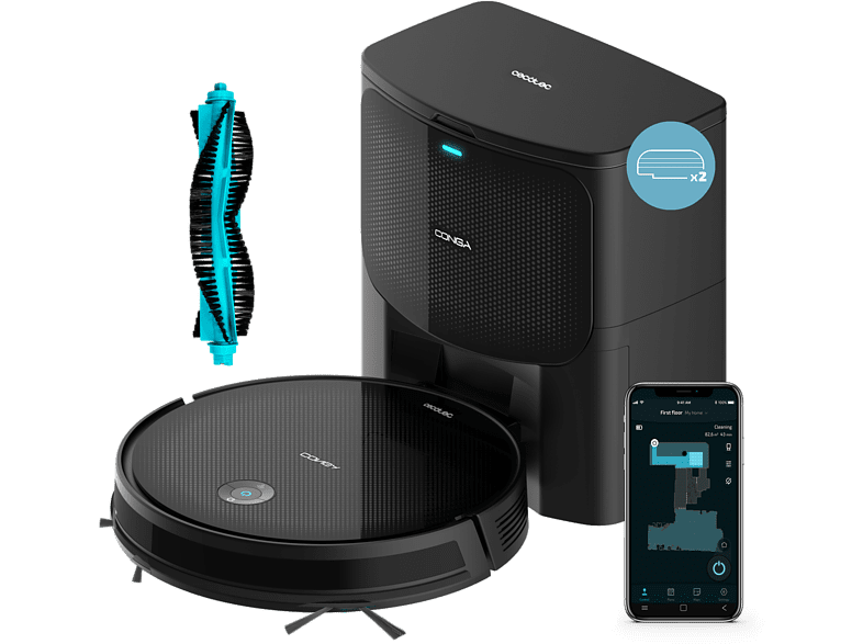 Cecotec Conga 2299 Ultra Home X-Treme 4 en 1  Incluye base de autovaciado 3 L 160 min Alexa Wi-Fi Negro