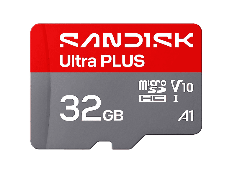 SANDISK Ultra PLUS 32 GB 130 MB/s UHS-I V10 A1 C10 Adaptador SD Full HD Gris