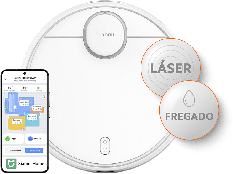 Xiaomi Robot Vacuum S12 45W WiFi Autonomía 130 min Navegación láser  Sensor LDS Control por app  Blanco