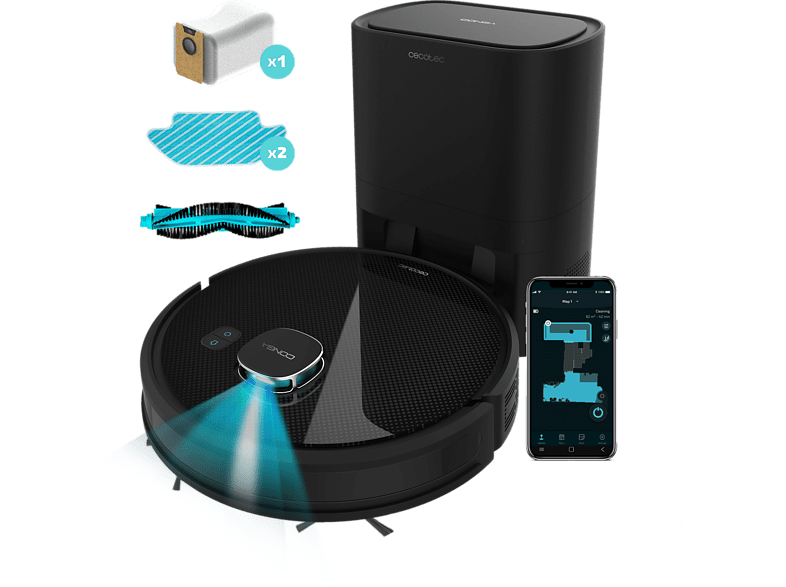 Cecotec Conga 7290 Eternal Home X-Treme Láser Incluye base autovaciado 2 L 110 min 3 niveles potencia Alexa Wi-Fi Negro