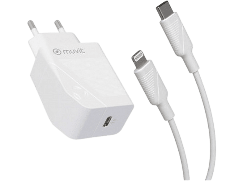 Muvit MCPAK0043 Lightning a USB-C 1 m 20W Blanco