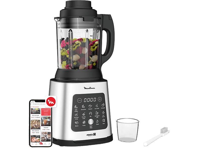 Moulinex Perfectmix Cook LM835D 1400 W 2 L 6 Cuchillas Powelix Recetas Frías y Calientes 10 programas Táctil Inox.