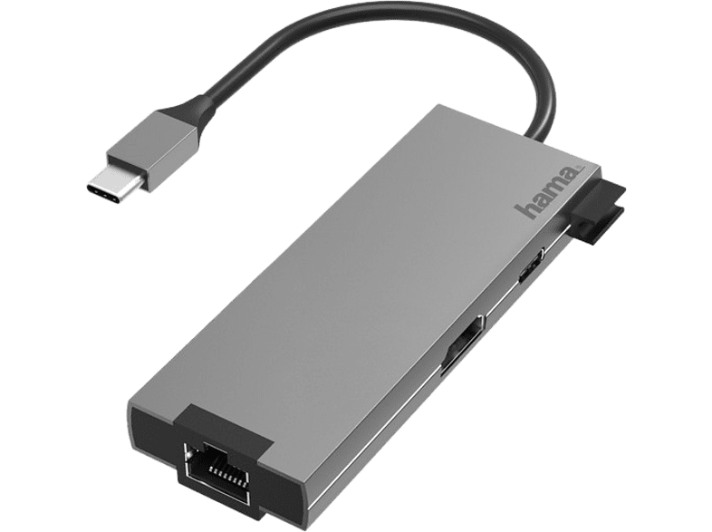 Hama 00200109 5 puertos De conector USB-C a enchufe 2x USB-A/USB-C/HDMI/LAN/Ethernet Negro