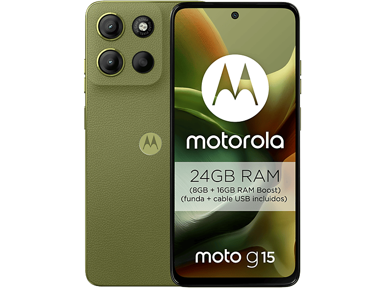 Motorola Moto g15 Verde 256 GB 8 GB RAM 6.72 LCD MediaTek Helio G81 Full HD+ Cuero Vegano 5200 mAh