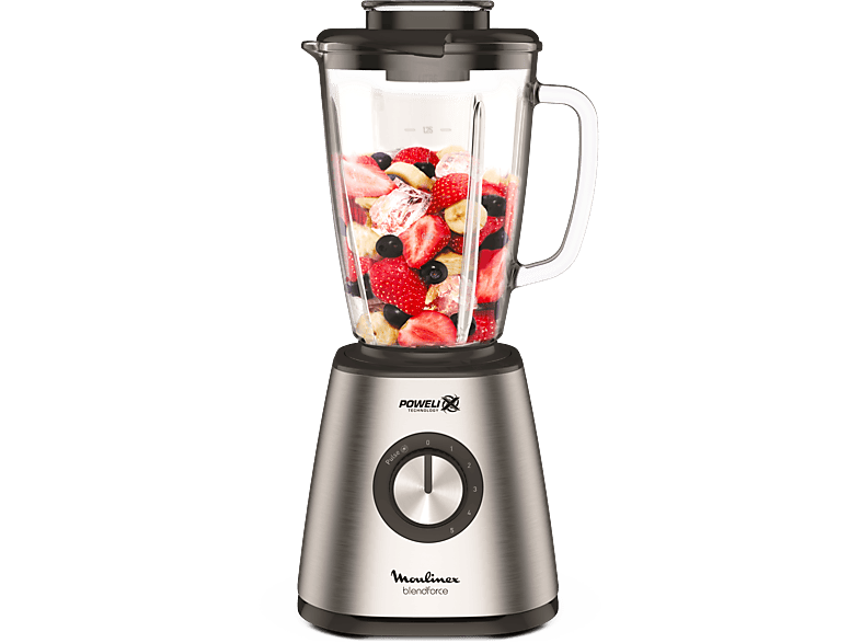 Moulinex BlendForce Metal LM439D 800 W 1.75 L 6 Cuchillas 5 velocidades Tecnol. Powelix Vidrio Termorresistente Acero Inox.