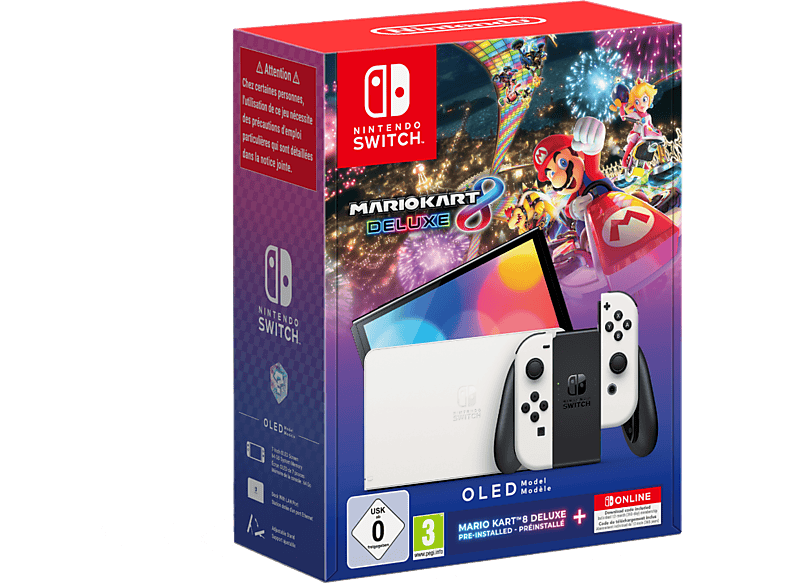 Nintendo Switch OLED 7 Joy-Con 64 GB Blanco + Juego Mario Kart 8 Deluxe (preinstalado) + 12 meses NSO
