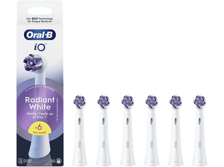 Oral-B iO Radiant White Pack de 6 unidades Cabezales para blanqueamiento Blanco