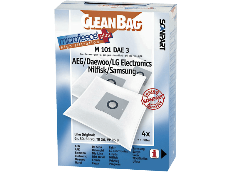 Scanpart M101 DAE 3 Compatible con aspiradores Daewoo Pack de 4 unidades