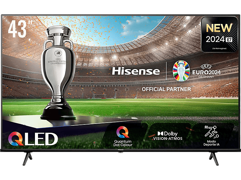 Hisense 43E7NQ UHD 4K HDR10+ Modo Juego Dobly MS12 Quad Core/MT9603 AI Air Play Negro