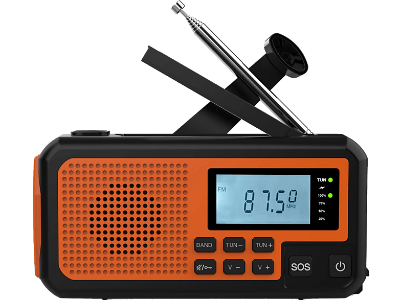 NK FA350044 Altavoz 3W Linterna ABS AM/FM/SW DC5V 2A/Panel solar/Baterías AAA Pantalla LCD Naranja