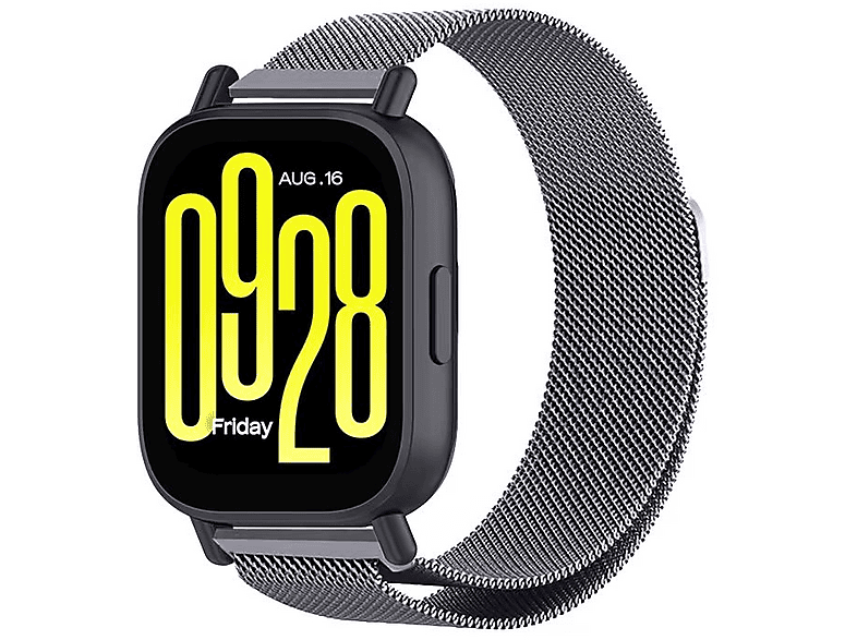 Friendly License FRSWB108 Acero inoxidable Compatible con Redmi Watch 5  active y 5 lite Milanesa Ceniza y Negra